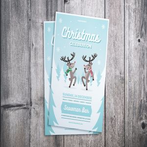 与鹿共舞圣诞节庆祝派对活动海报设计模板 Christmas Celebration Flyer