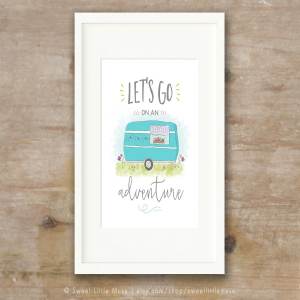 水彩手绘儿童艺术插画剪贴画 Adventure wall art printable