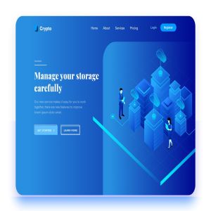 数据存储概念主题网站设计矢量插画 Data Storage Management Desktop Header