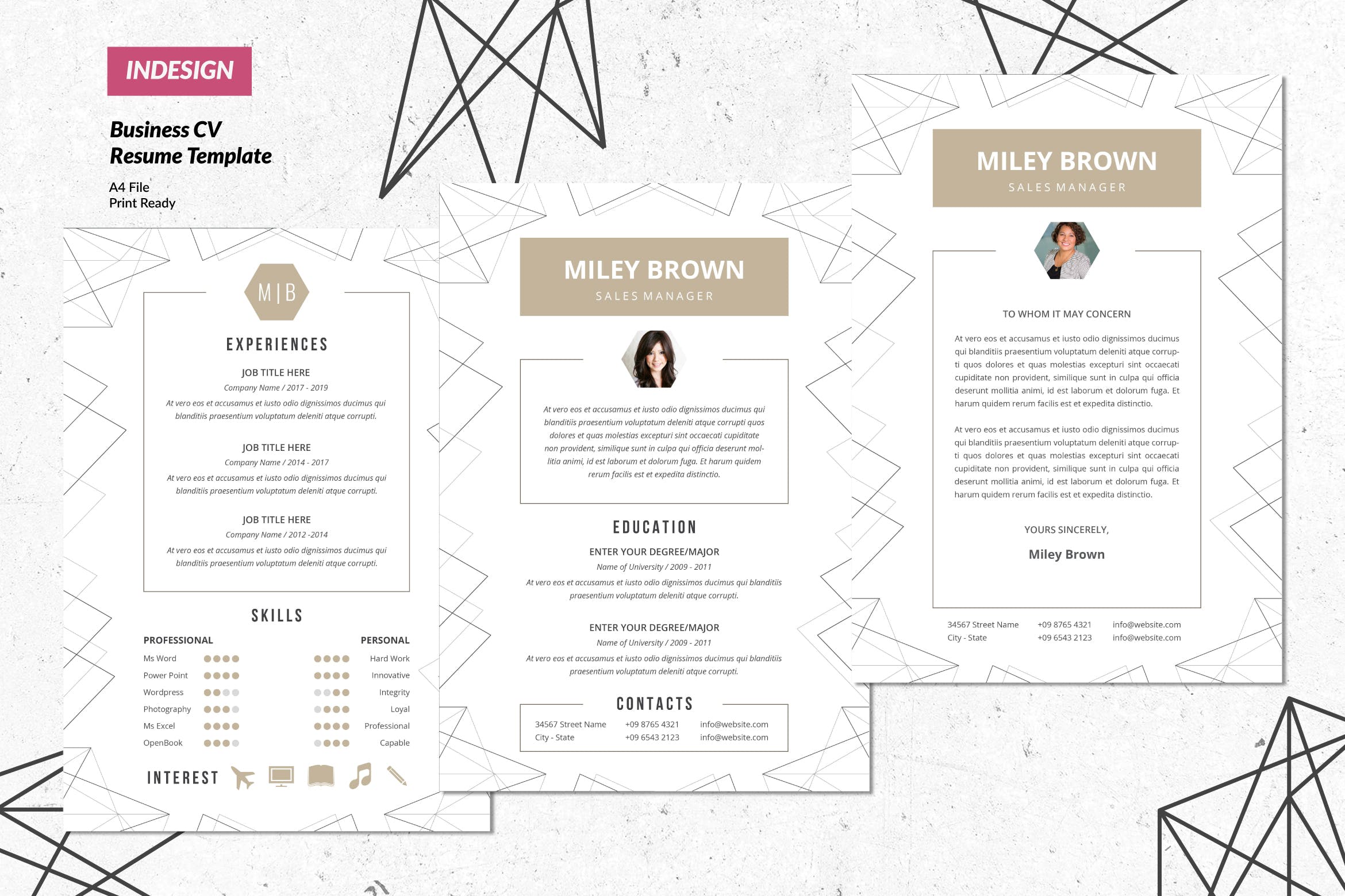 经理职位应聘创意个人简历设计模板v13 Manager Creative Resume Design Vol. 13