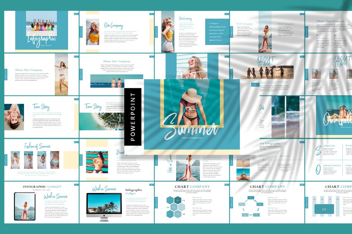 夏日度假旅游海滩海岛旅行主题PPT幻灯片模板 Summer Season – Powerpoint