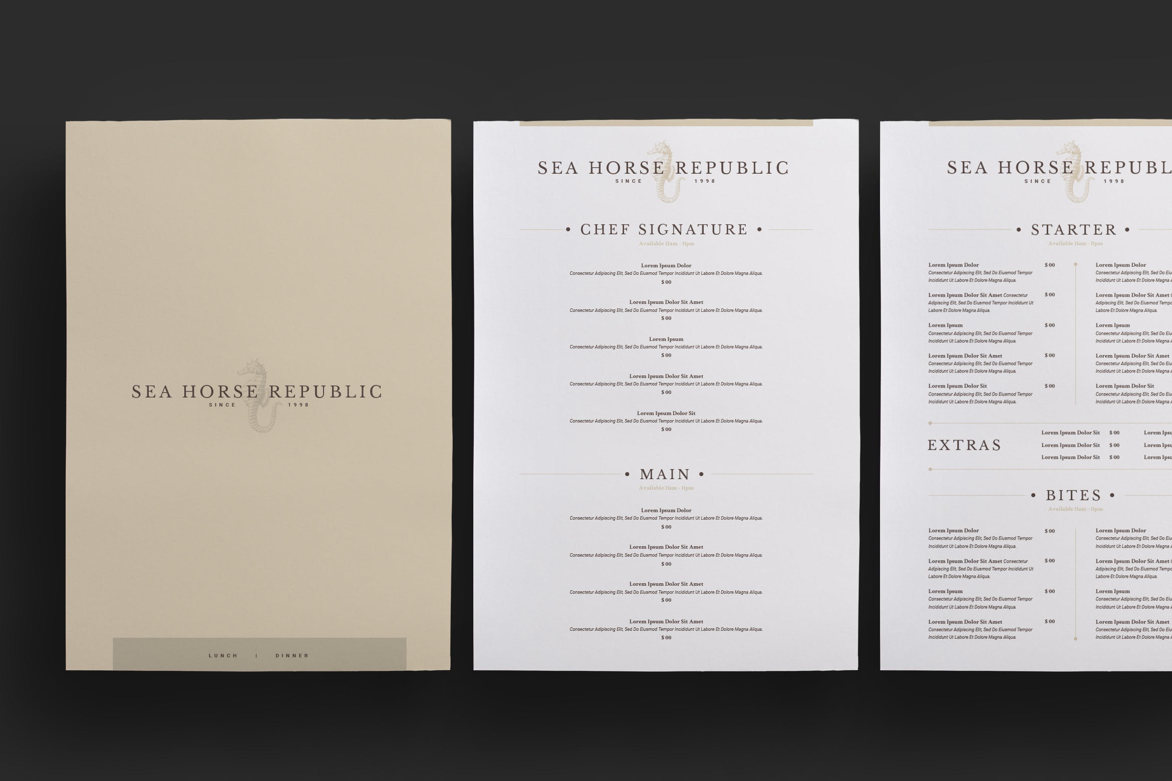 极简规则排版风格西餐厅菜单设计模板 Restaurant Menu