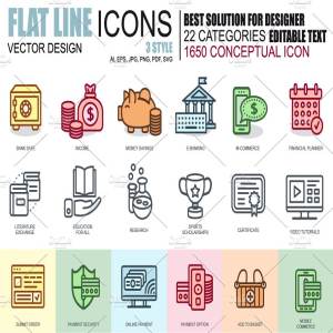 1650枚线条图标合集 1650 Line Icons Bundle