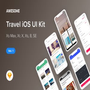 旅游门户APP应用UI设计套件SKETCH素材v1 Awesome iOS UI Kit – Travel Vol. 1 (Sketch)