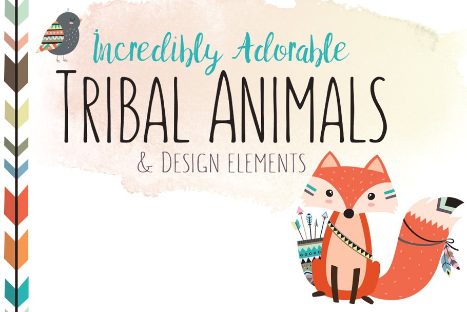 部族动物手绘剪贴画 Huge Tribal Animal Clipart Bundle