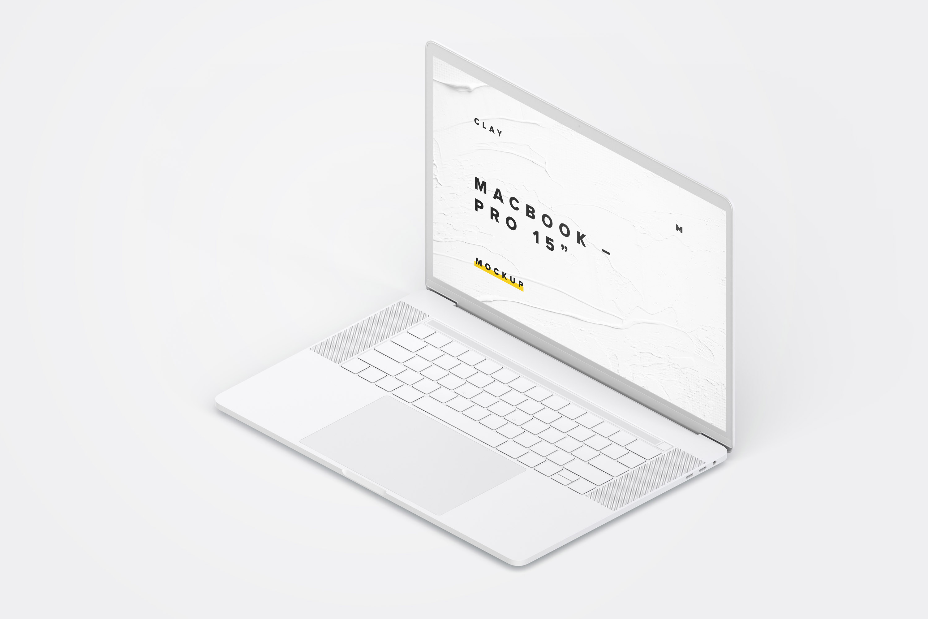 MacBook Pro笔记本电脑设计效果演示右视图样机 Clay MacBook Pro 15″ with Touch Bar, Right Isometric View Mockup