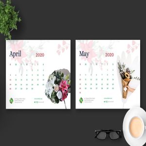 2020年花卉主题翻页台历设计模板 2020 Clean Florist Calendar Pro插图4