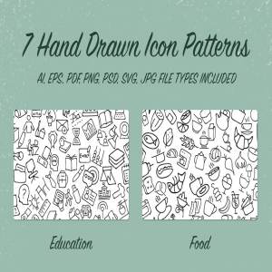 7款手绘图标图案纹理v1 7 Hand Drawn Icon Patterns – Vol 1