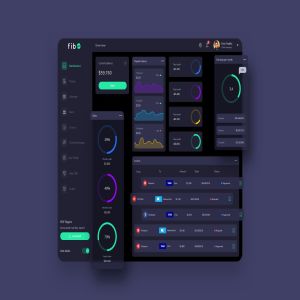 互联网金融交易数据统计UI界面模板-暗黑背景 fib Finance Dashboard Ui Dark – P