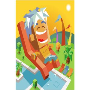 热带水上乐园滑梯场景2.5D插画素材v2 tropics yellow