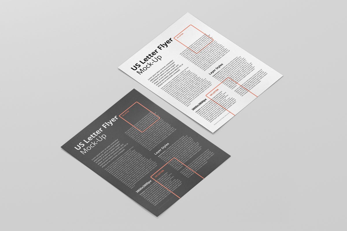 美国信纸尺寸传单设计样机模板 US Letter Flyer Mock-Up