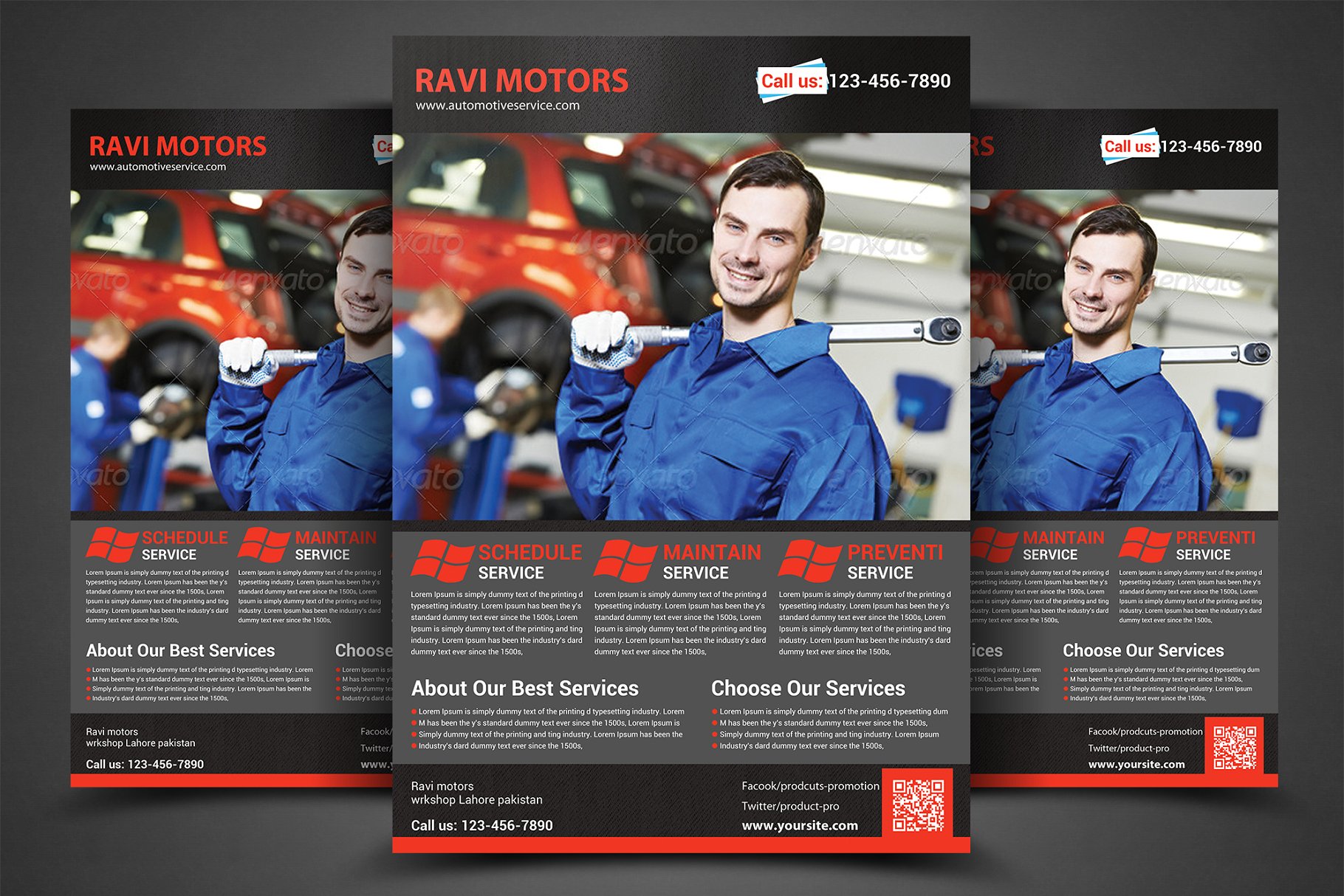 汽车维修4S店宣传传单模板 Auto Repair Flyer Template