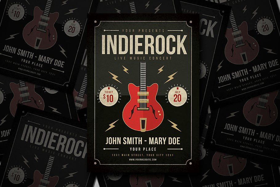 创意吉他演奏宣传海报设计素材 Guitar Poster