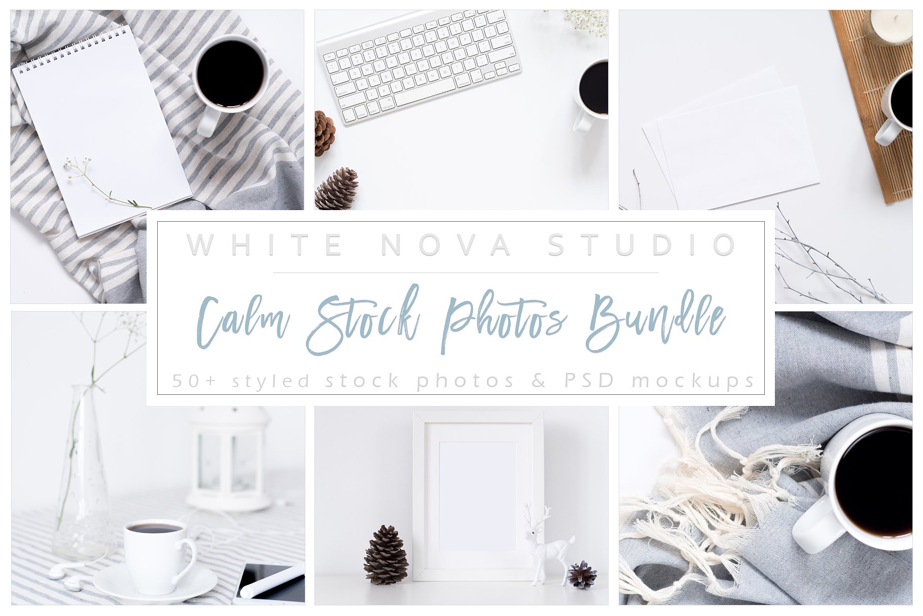 冷色调场景样机模板 Calm Stock Photos Bundle
