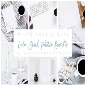 冷色调场景样机模板 Calm Stock Photos Bundle