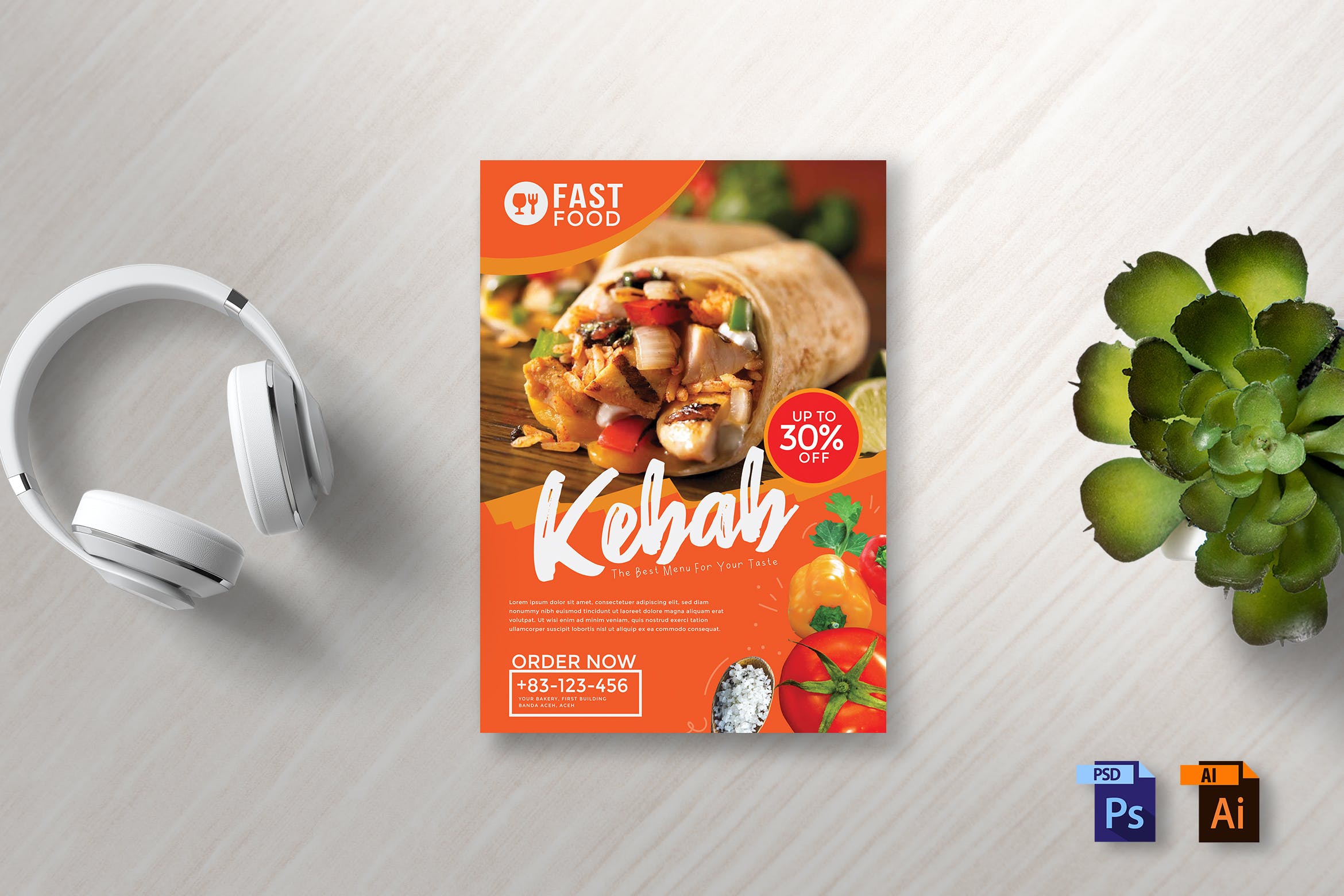 汉堡餐厅折扣促销活动海报传单设计模板 Food Flyer Vol 4