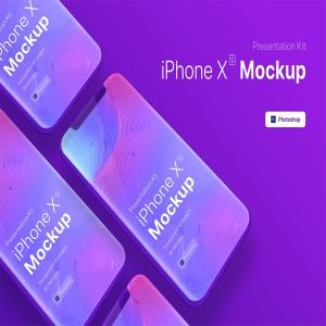 iPhone Xs手机多屏幕平铺演示样机模板 iPhone XS app mobile showcase Mock-Up插图5