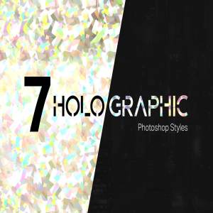 7种绚丽多彩PS图层样式 7 Holographic Photoshop Styles插图1