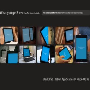 iPad平板电脑演示APP设计样机模板 Black iPad | Tablet App Scenes UI Mock-Up插图3