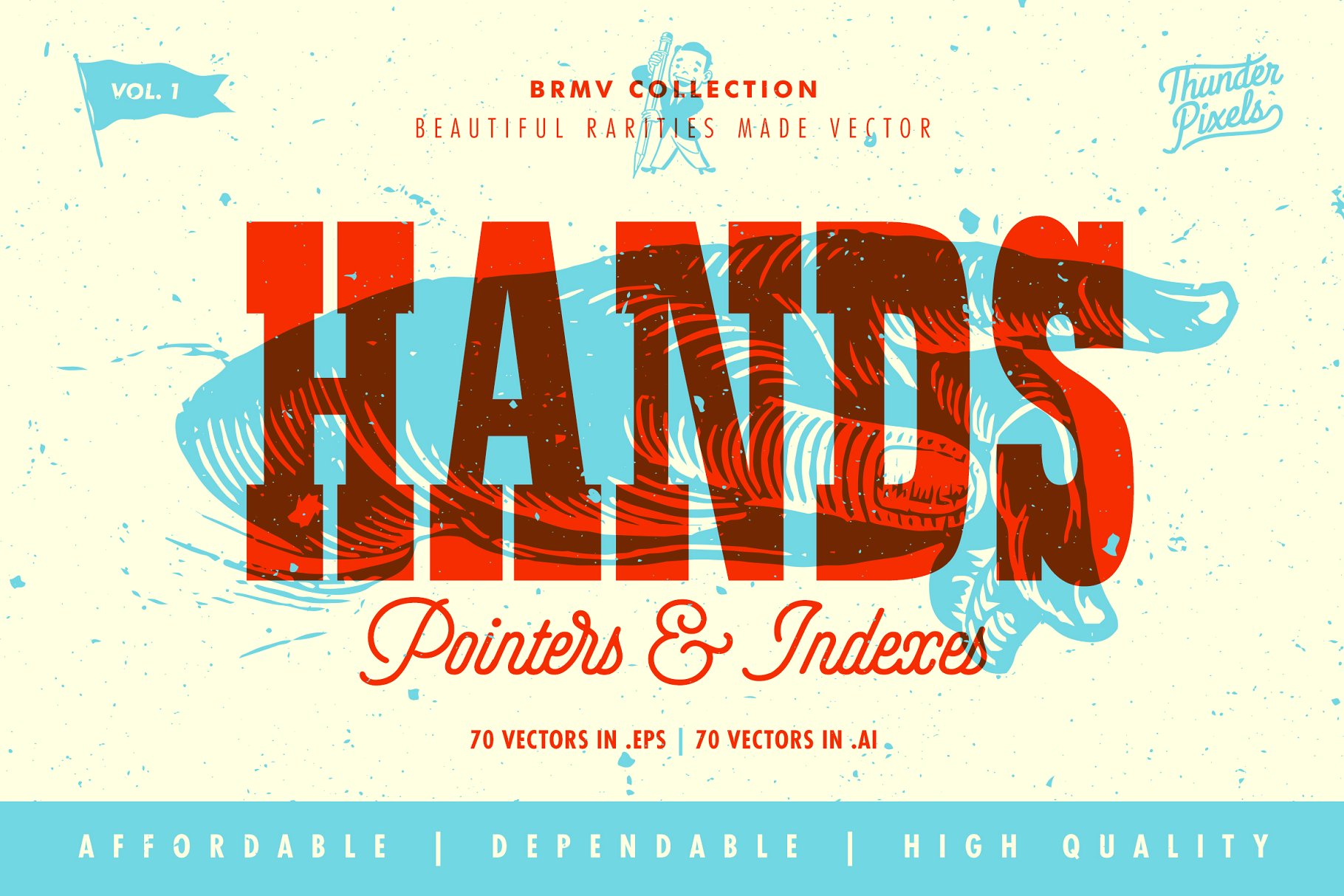 复刻维多利亚时代雕刻风格手势插画 Hand Pointers & Indexes – BRMV 01