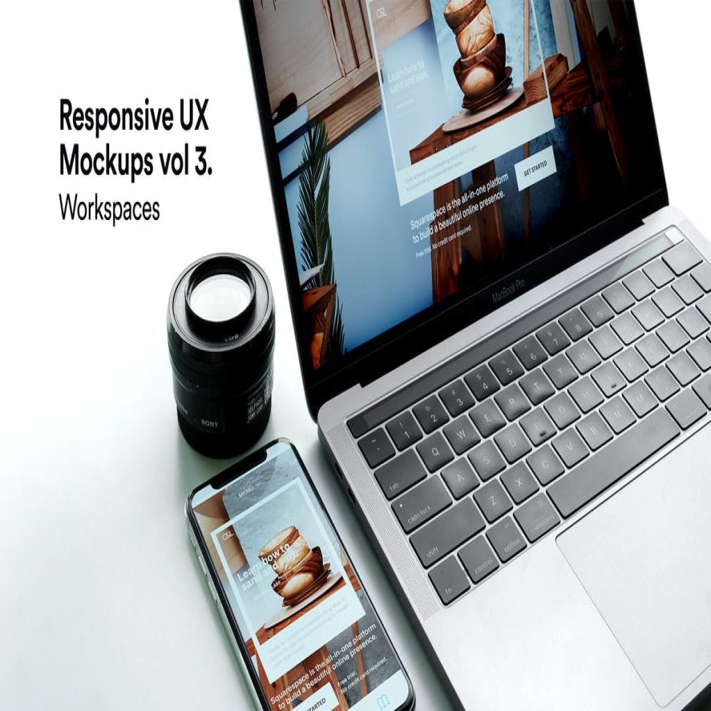 响应式网站设计预览MacBook & iPhone X样机模板v2 Responsive Mockup Macbook Touch Bar iPhone X Vol 2插图