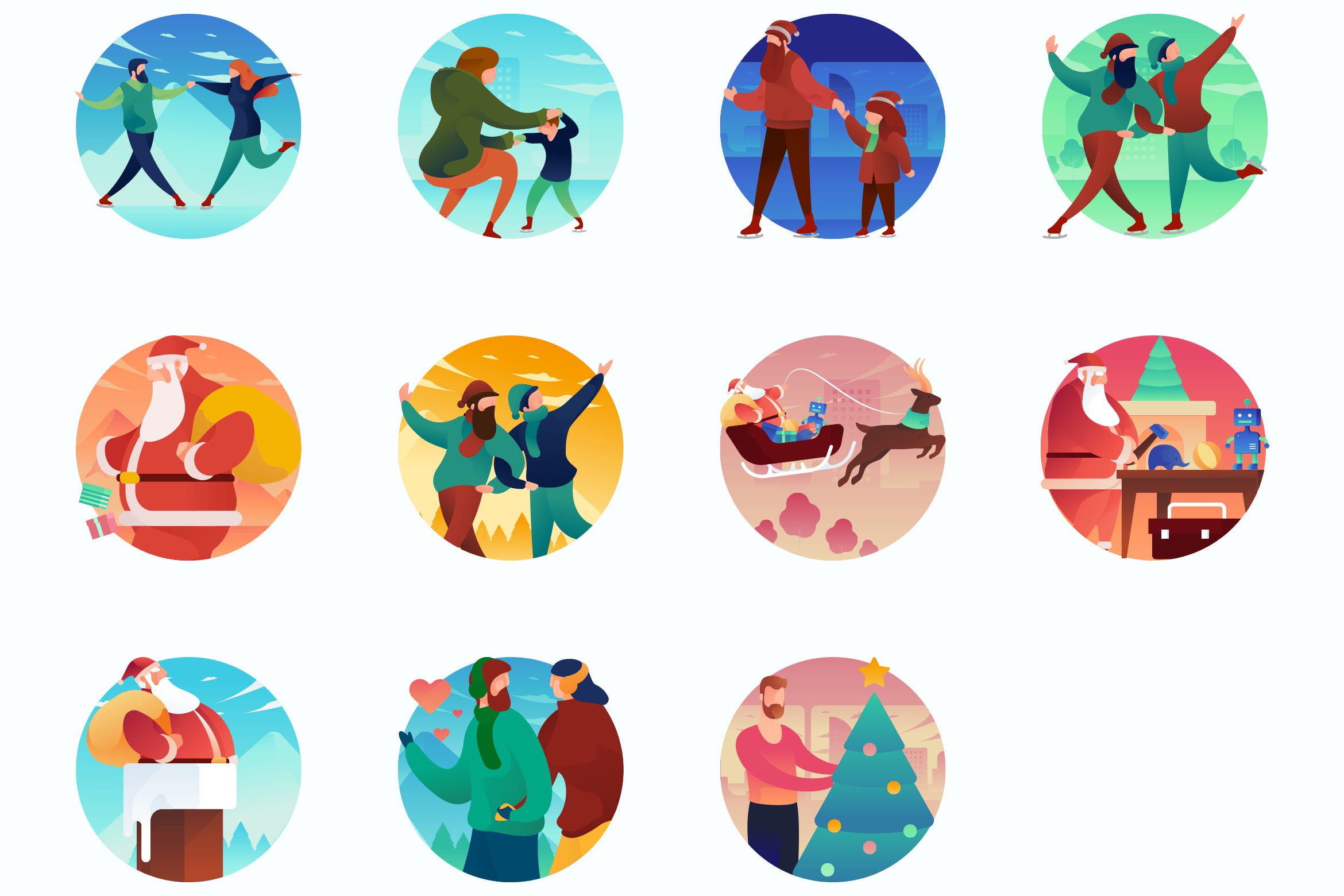 圣诞节主题曲线人物概念插画 Christmas Curvy People Concept Illustrations