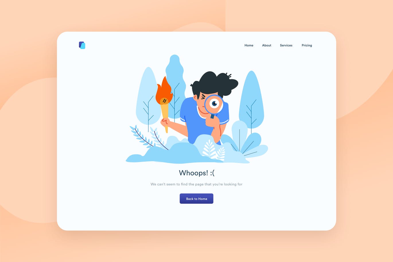 网站404错误页面设计模板插画素材 Error page Desktop Illustration