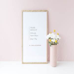 现代简约白色画框相框样机模板 Wooden frame mock up – 30x40cm