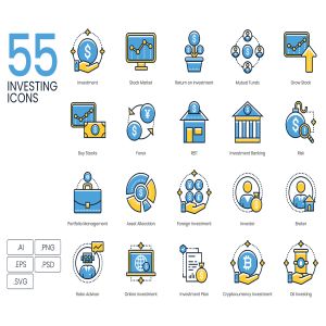 一流设计素材网下午茶：投资行业矢量图标下载