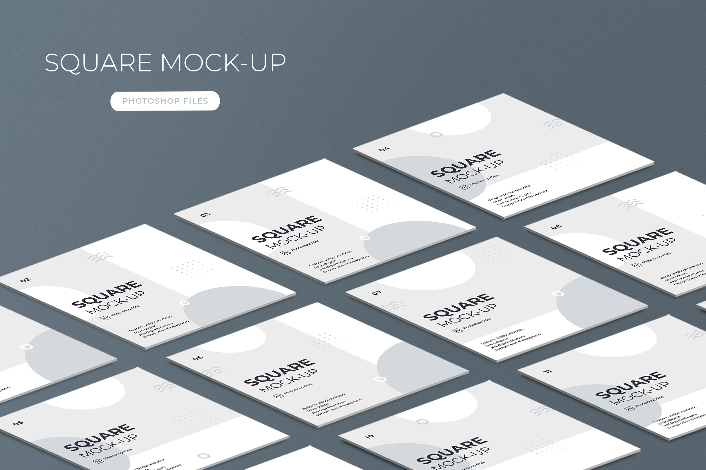 ADL正方形卡片设计透视图样机模板02 ADL – Perspective Square Mock-Up.02