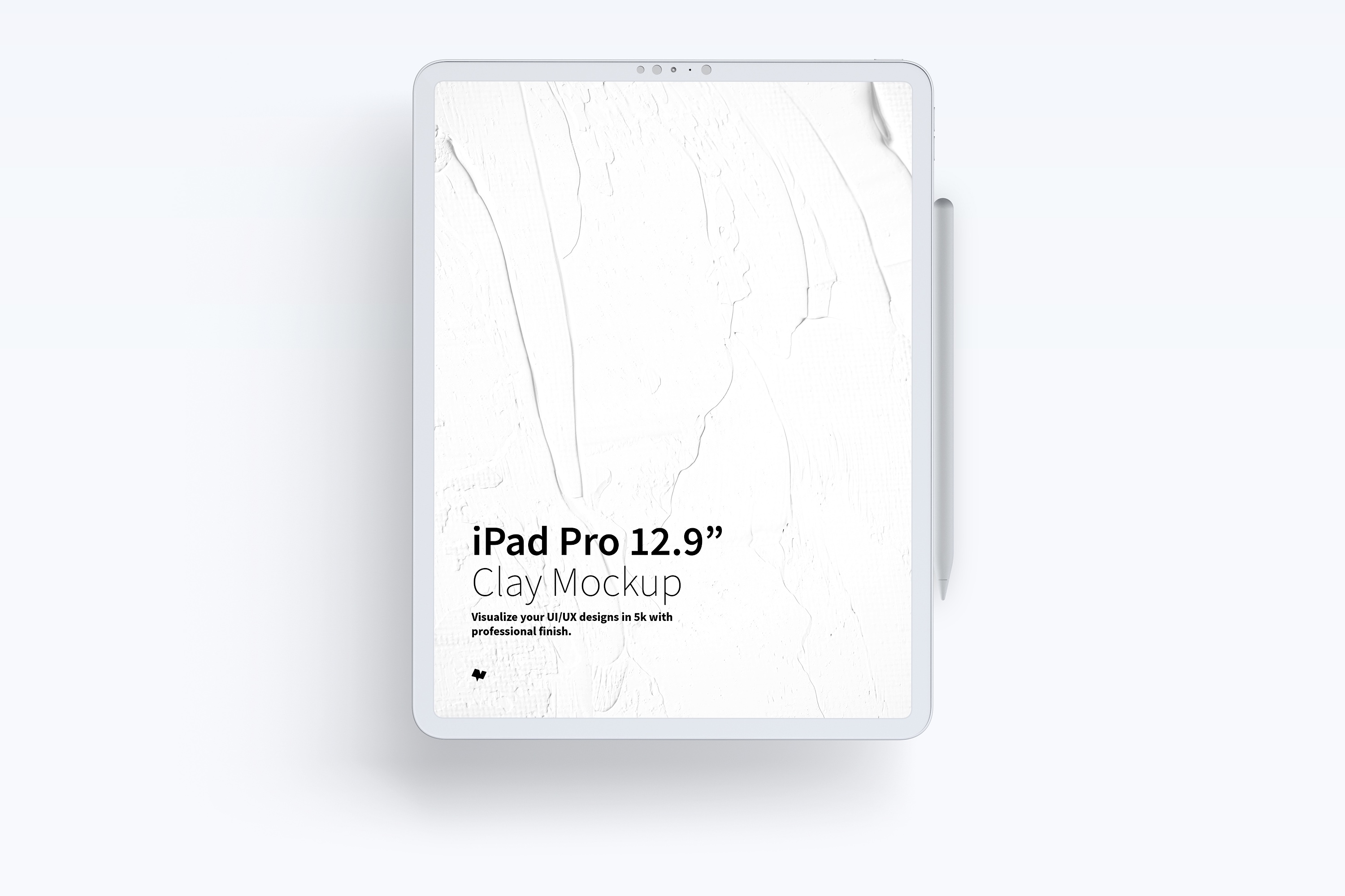 iPad Pro平板电脑屏幕演示正视图样机模板 Clay iPad Pro 12.9” Mockup, Portrait Front View