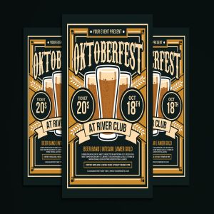 复古设计风格啤酒节活动宣传海报设计模板 Oktoberfest Flyer