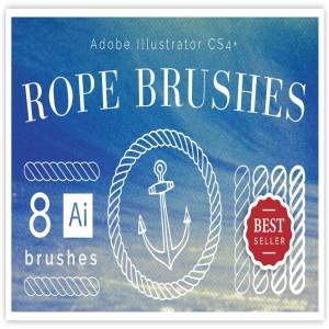 8款绳索缆绳AI笔刷套装 8 Nautical Rope Brush Set