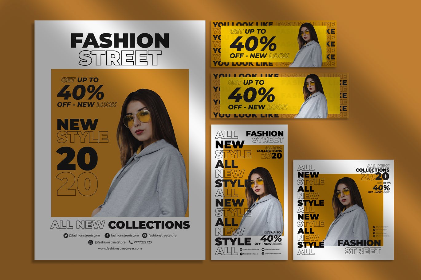时尚行业促销活动宣传单&社交广告设计模板 Fashion Flyer and Social Media Pack Template