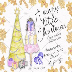 圣诞节快乐手绘水彩剪贴画合集 A Merry Little Christmas Collection