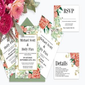 夏日水彩花卉婚礼邀请函套装 Summer Watercolor Wedding Suite