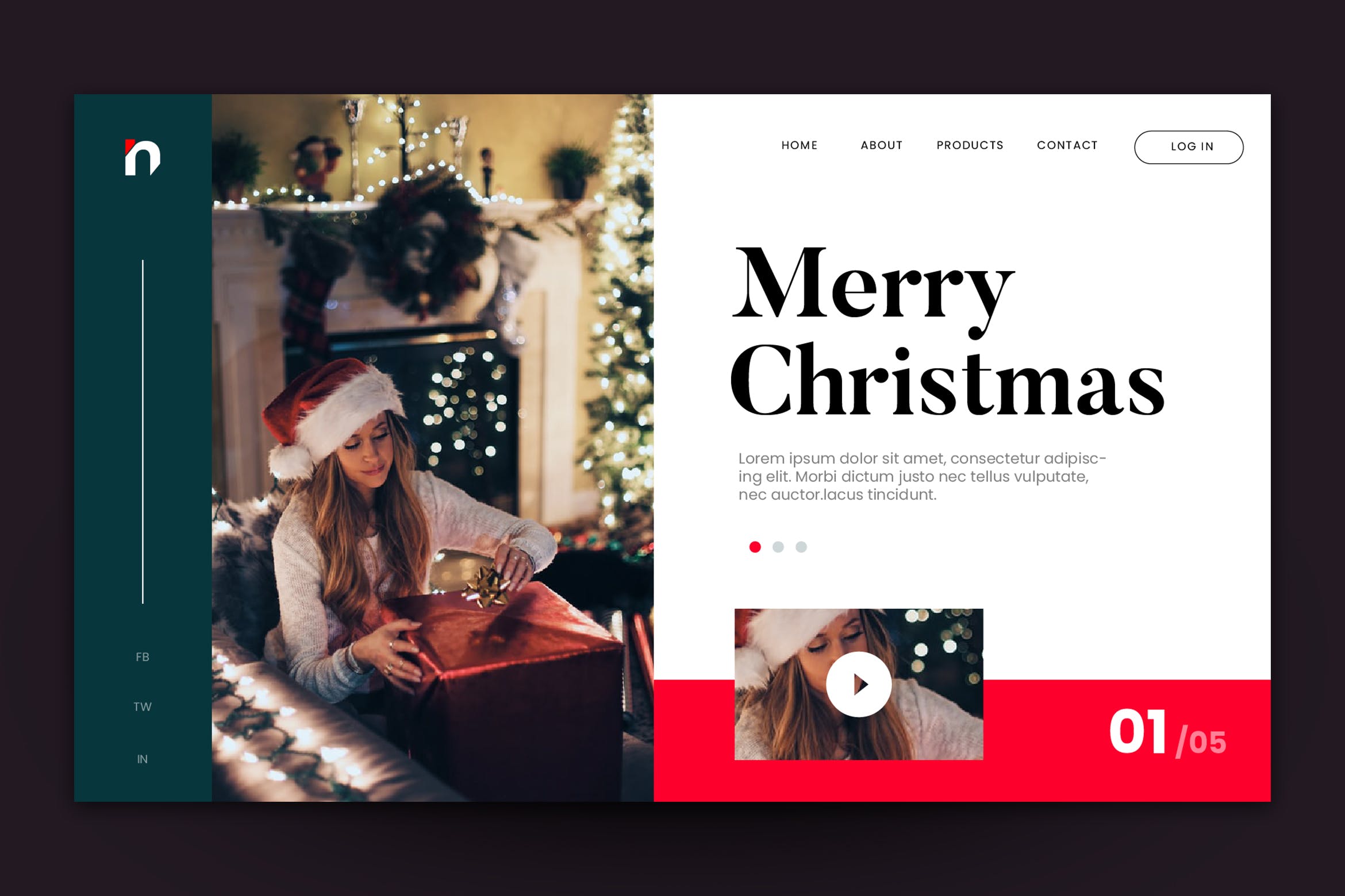 圣诞节主题背景网站着陆页设计AI&PSD模板v4 Merry Christmas Web Landing Page AI and PSD Vol.4