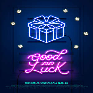 霓虹灯效果圣诞/新年促销活动海报设计模板