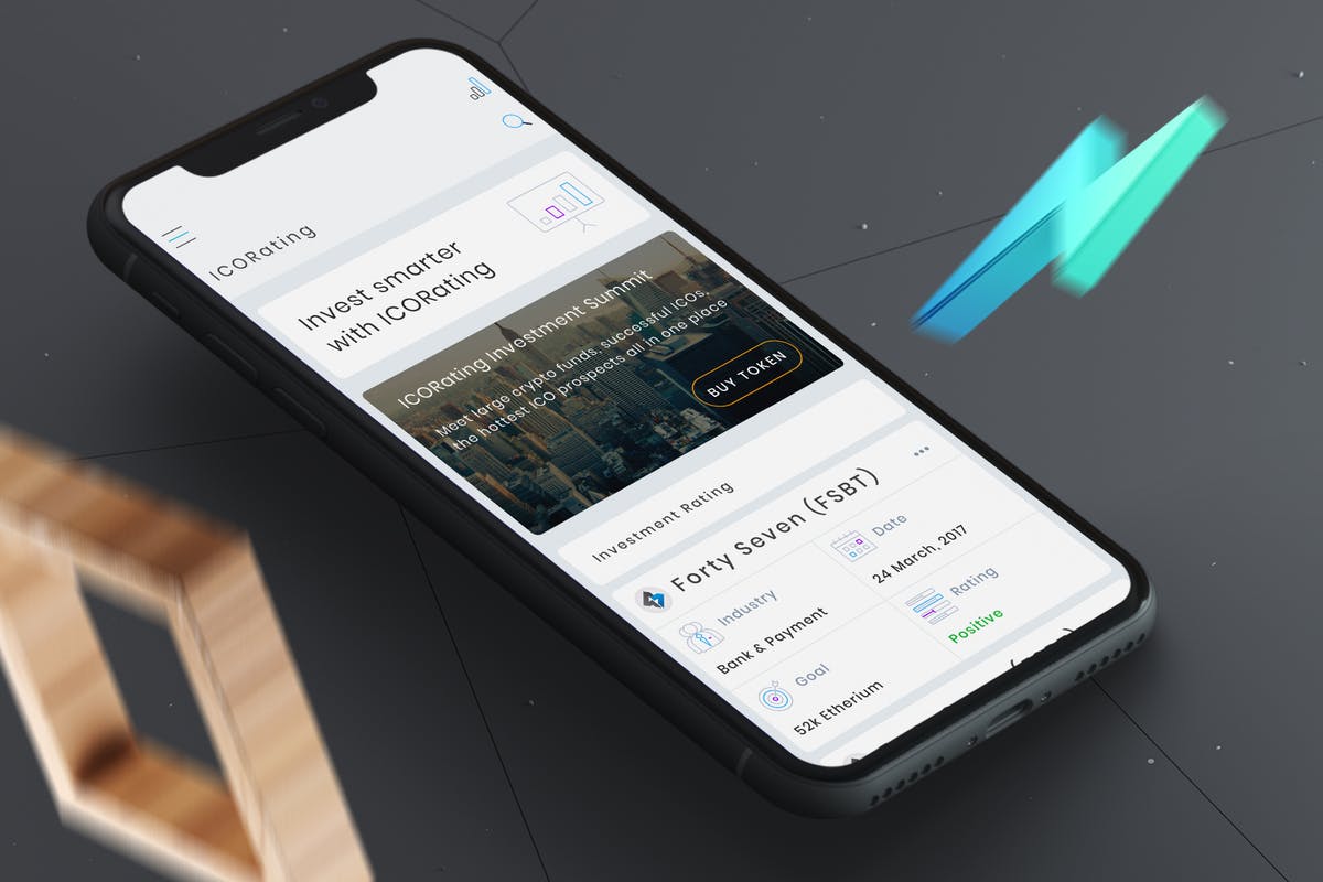 ICO评级区块链主题APP应用界面模板 ICO Rating Crypto Mobile Ui – B