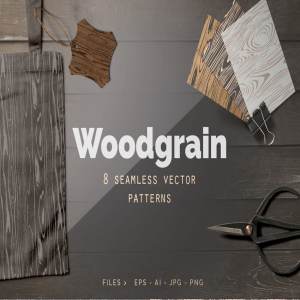 8款木纹矢量图案纹理 Woodgrains Vector Patterns