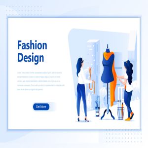 时尚设计主题网站设计矢量插画素材 Fashion Design Flat Landing Page Header