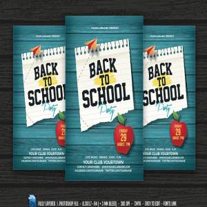 重返校园系列派对宣传海报模板 Back To School Party Flyer