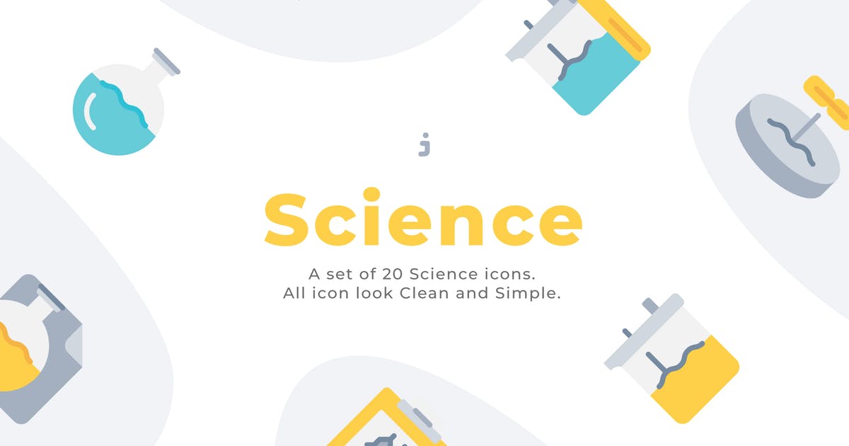 20枚自然科学主题扁平化矢量图标素材 20 Science icons – Flat