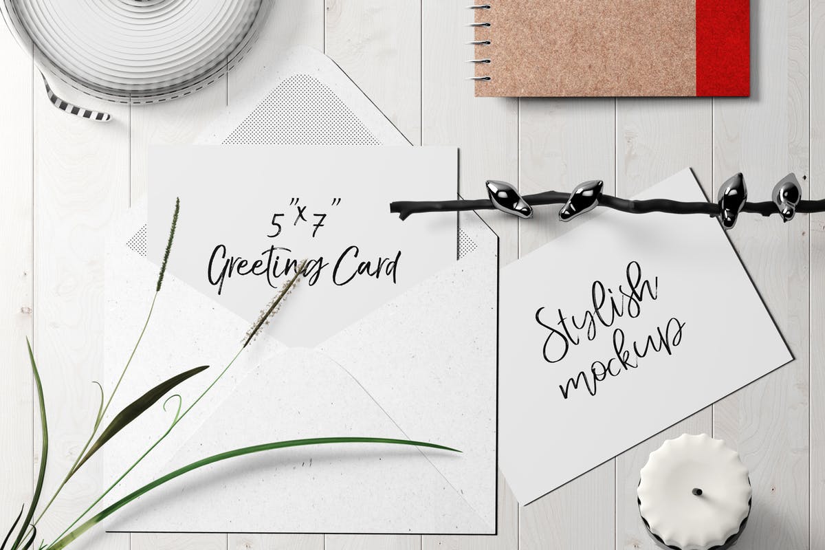 7×5贺卡/明信片样机套装2 7×5 Greeting Card / Postcard Mockup Set 2