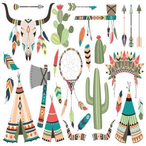 部落文化矢量图案素材 Tribal Clip Art Vector & PNG Set