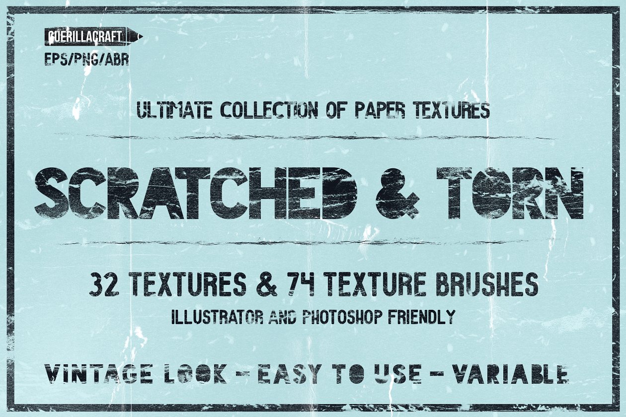 撕破做旧纸张纹理 Scratched & Torn paper textures