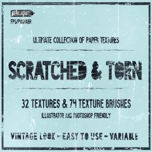 撕破做旧纸张纹理 Scratched & Torn paper textures