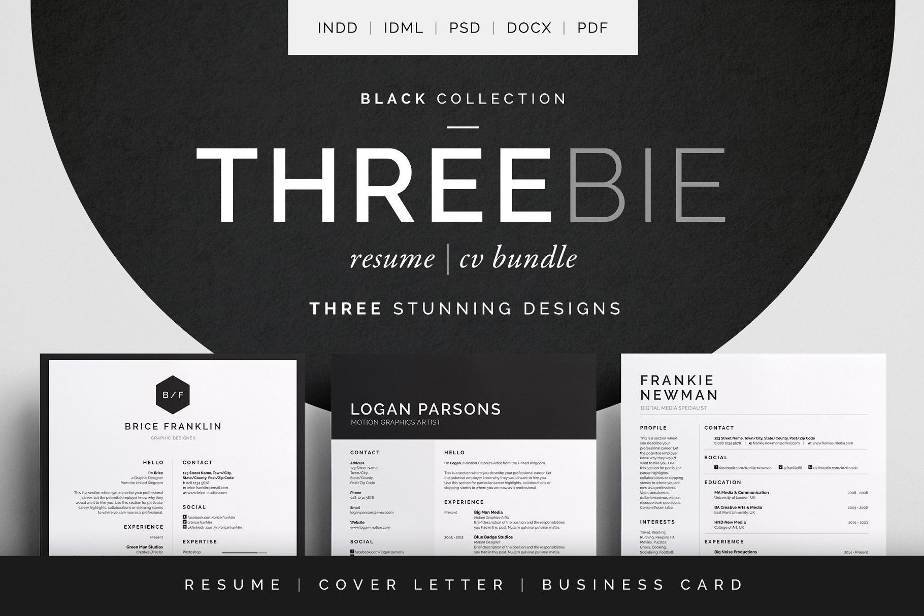 三合一个人简历模板下载 Threebie Resume/CV Bundle 3