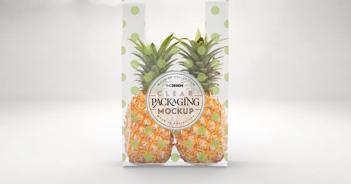 背心式透明塑料袋外观设计效果图样机 Clear Bag with Vest Handle Mockup