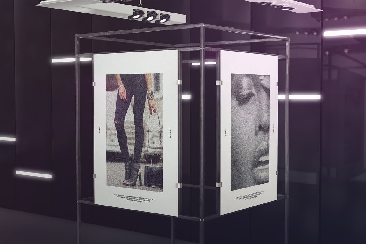 时尚展览广告海报展台样机 Exhibition Poster Stand Mockups